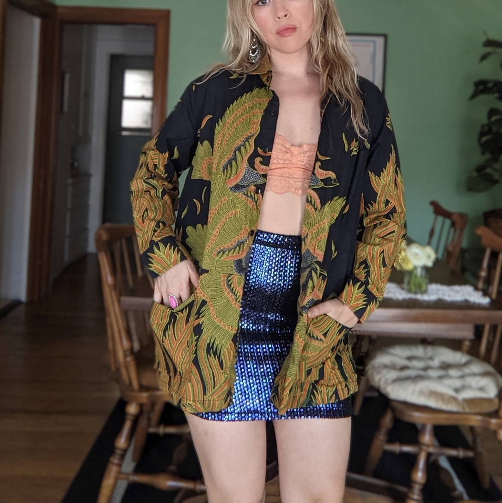 90s VTG Blue sequins tube skirt - Picture 4 of 6